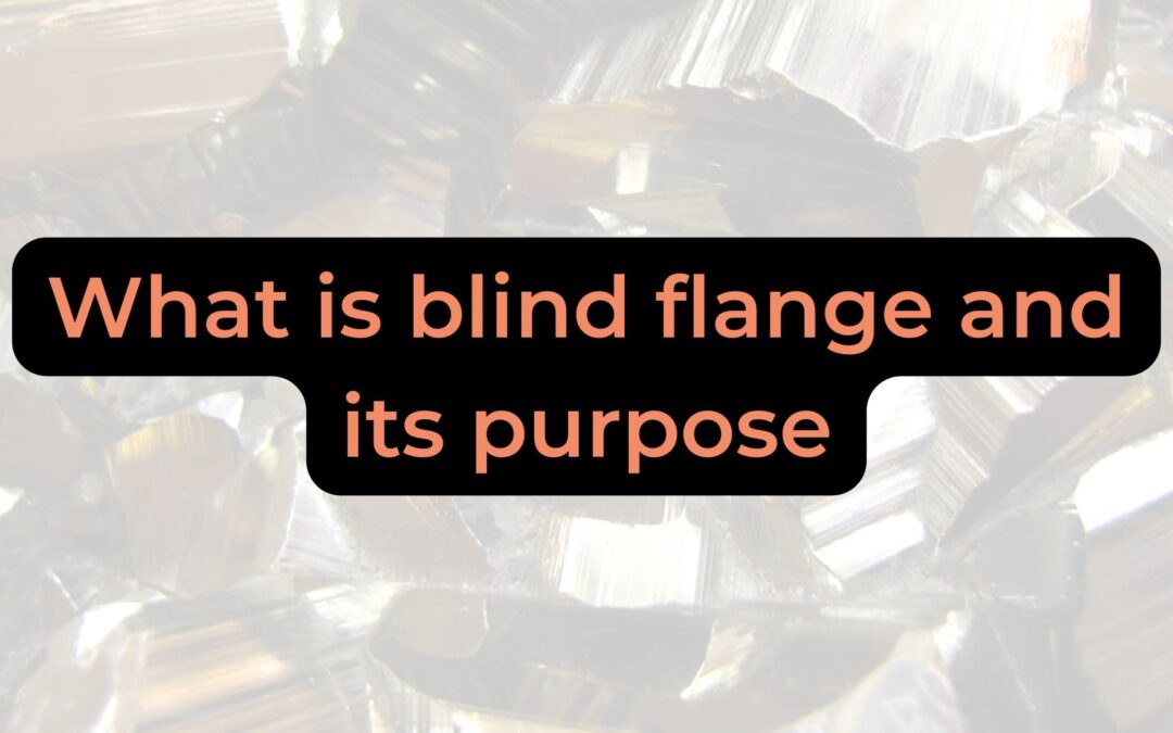 What is blind flange and its purpose